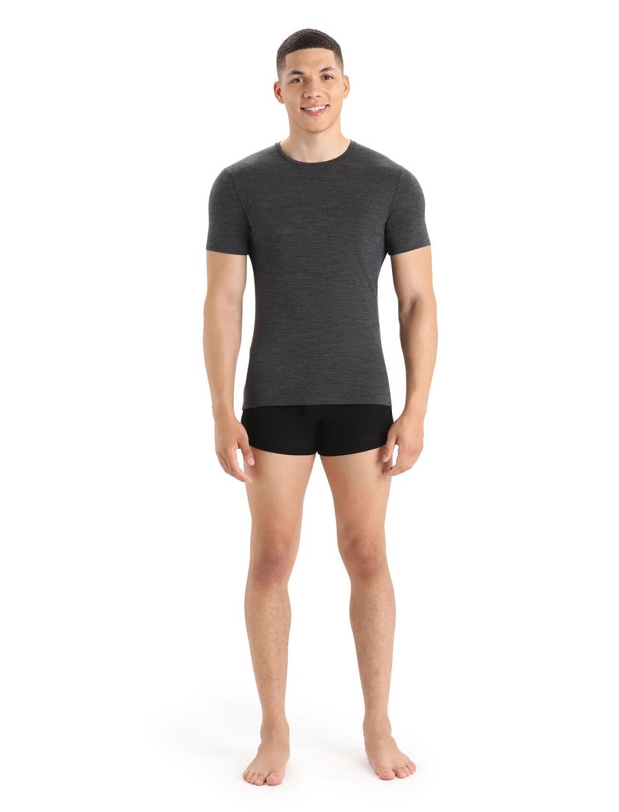 Jet Heather Icebreaker Merino Anatomica Short Sleeve Crewe T-Shirt Men's Underwear | AU 1302FDNM